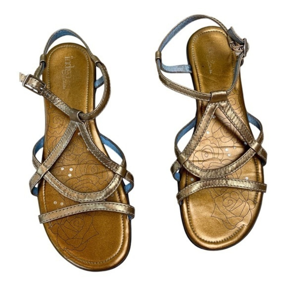 Clarks Indigo Gold Leather Comfy Sandals Size 9